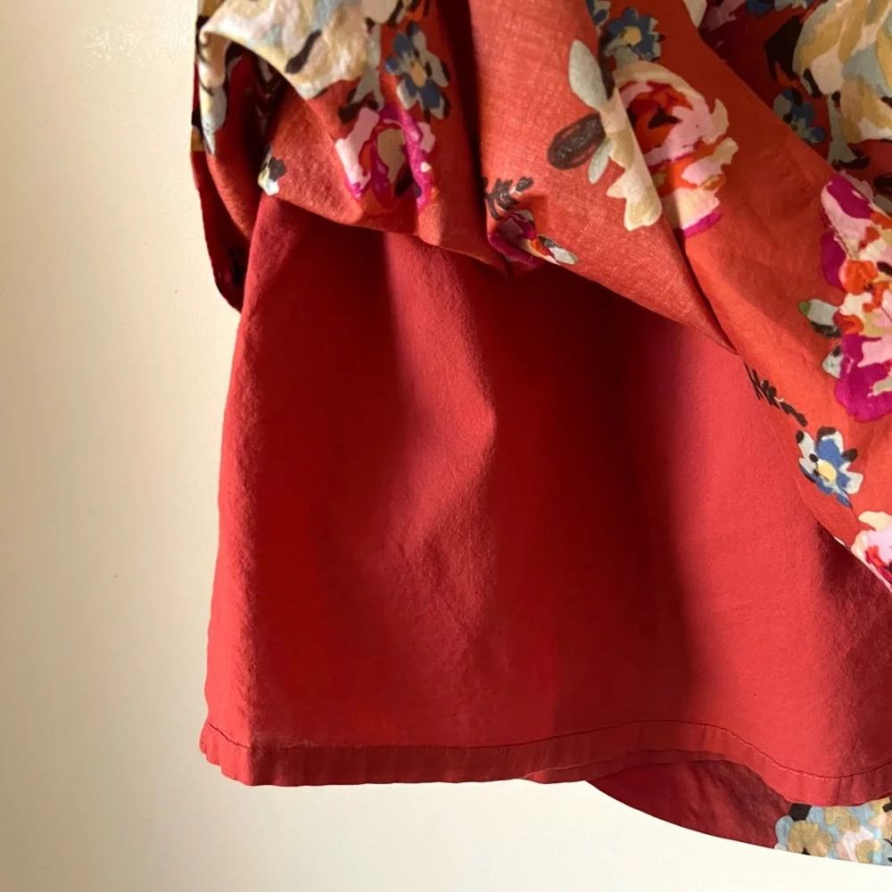 Garnet Hill Women’s Burnt Orange Floral Pattern Cotton Lined Side Zip Skirt 4P - Picture 11 of 11